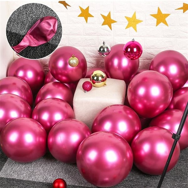 10x glanset perle oppustelig krom balloner metallisk rød