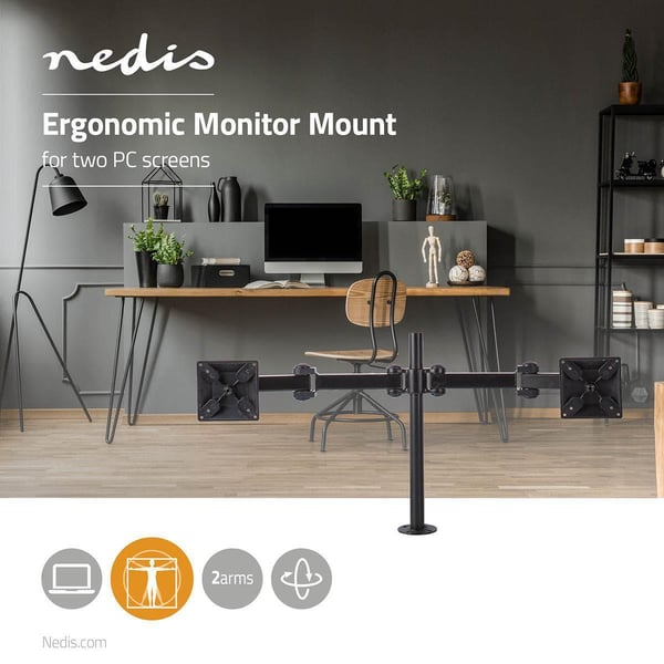 Ergonomisk skjermstativ for to skjermer, Nedis