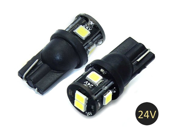 T10 w5w 24V, LED 6kpl 2835SMD 6000k sirulla, 24 volttia, 2-pack