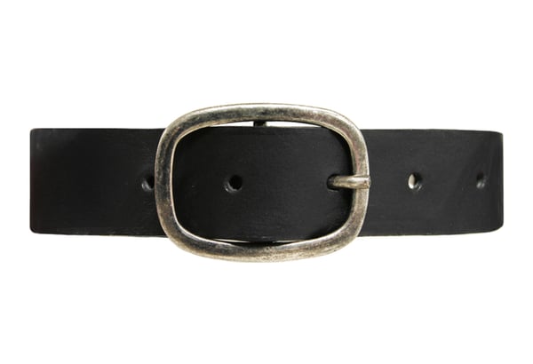 Svart 30mm damskärp i kalvläder