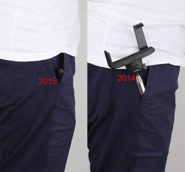Selfiestick kompakt svart/blå, Avtryckare  Flera färger