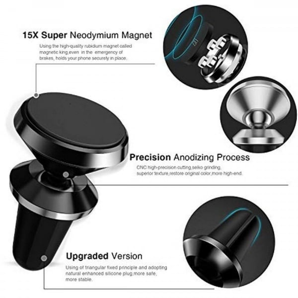 Universal magnetisk mobil holder til ventilatorrist 360 roterende
