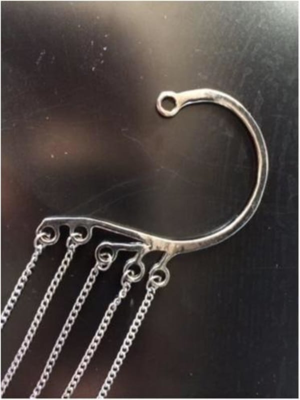 Svartgrå Ear Wrap Earcuff Cuff Örhänge - Hängande Kedjor & Kors