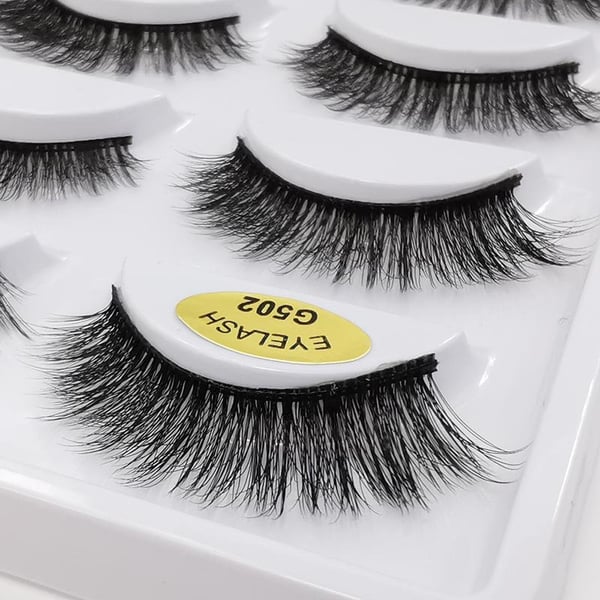 5 par falske øyevipper - 3D faux mink - G502