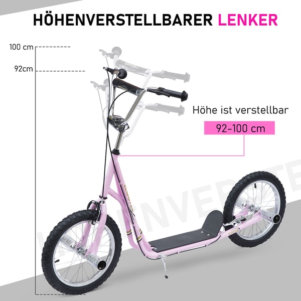 Løbehjul, 143x58x92-100 cm, Pink