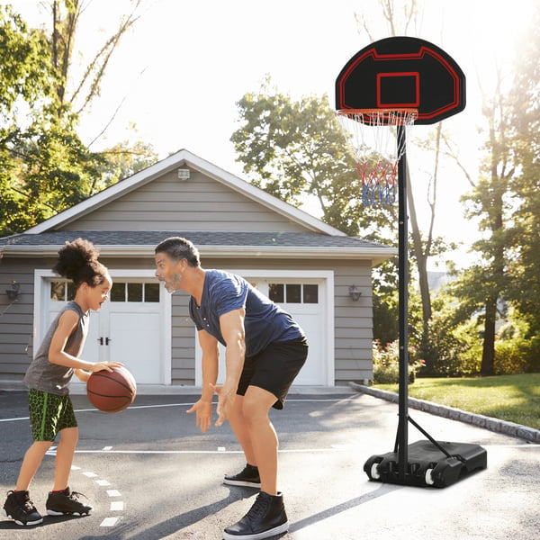 Basketballkurv med stativ, 73x49x195-250 cm, Sort