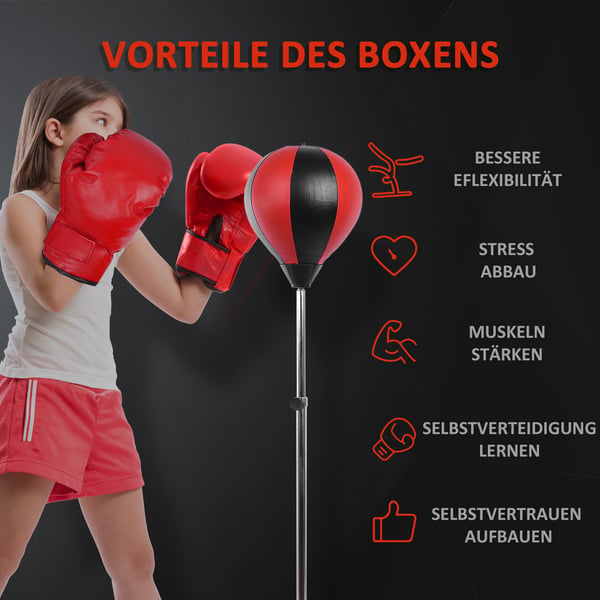 Punching Ball Sæt, Justerbar Højde 125x145 cm, Rød
