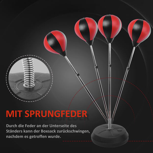 Punching Ball Sæt, Justerbar Højde 125x145 cm, Rød