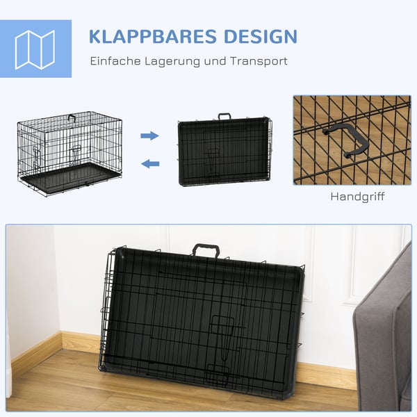 Transportkasse til kæledyr, 76x46x52 cm, Sort