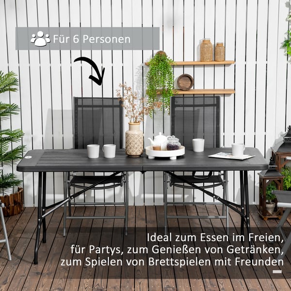 Trädgårdsbord, 180x75,5x73 cm, Mörkgrå