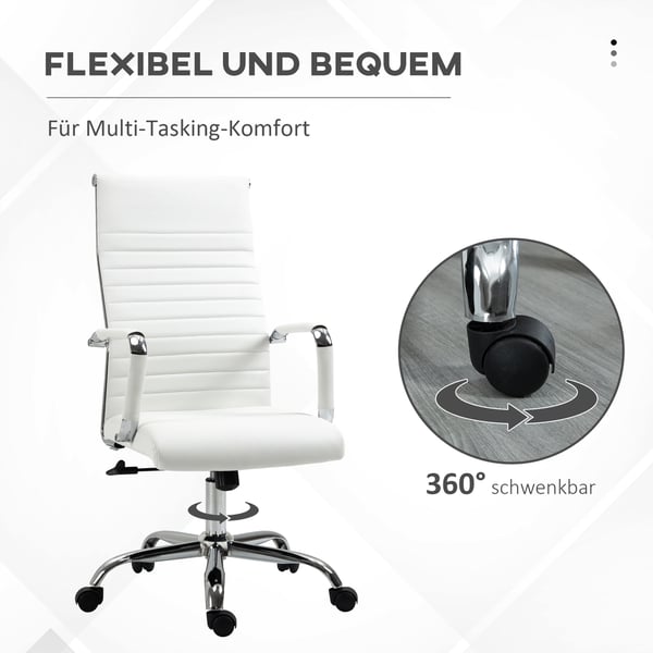 Kontorstol, 54x62x104-114 cm, Hvid