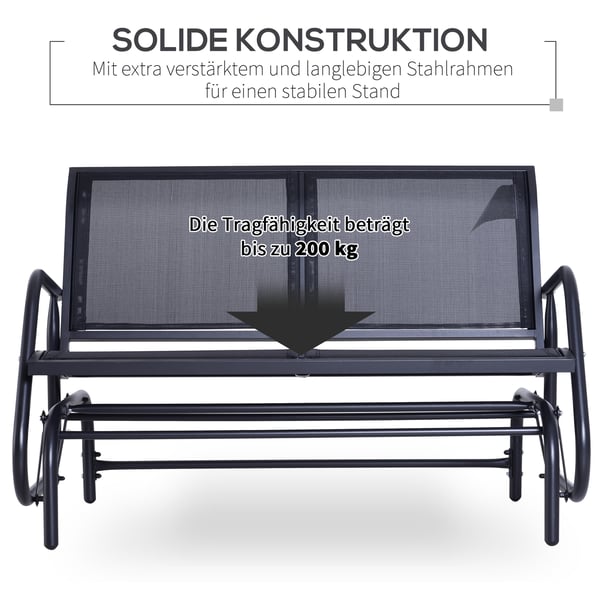 Gyngesofa, 120x70x85 cm, Sort