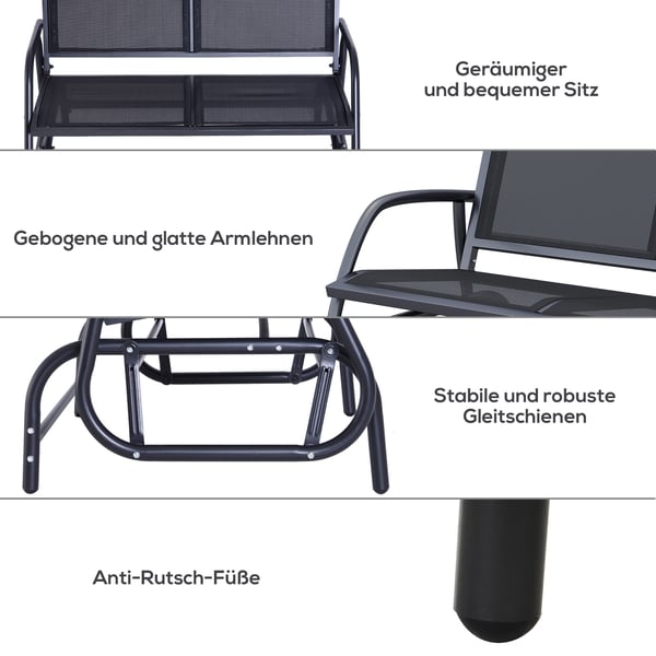 Gyngesofa, 120x70x85 cm, Sort