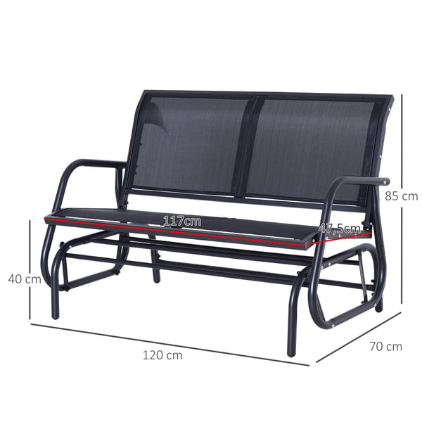 Gyngesofa, 120x70x85 cm, Sort