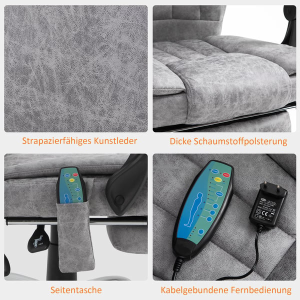 Massagestol, 62x67x113-120 cm, Grå