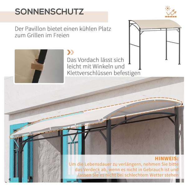 Grillpaviljong, 215x150x220 cm, Beige
