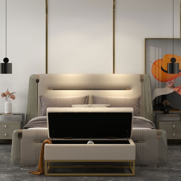 Säilytyspenkki, 110x44x49 cm, beige