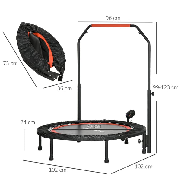 Mini Trampolin, 102x99-123 cm, Svart