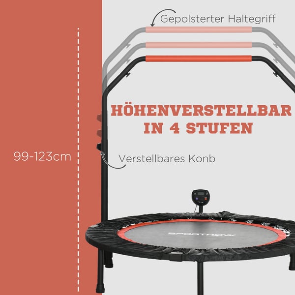 Mini Trampolin, 102x99-123 cm, Svart