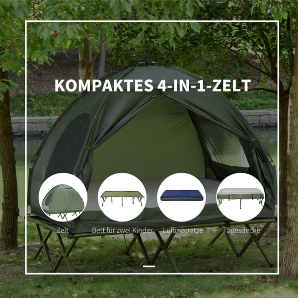 Camping Sengsæt, 193x136x178 cm, Grøn