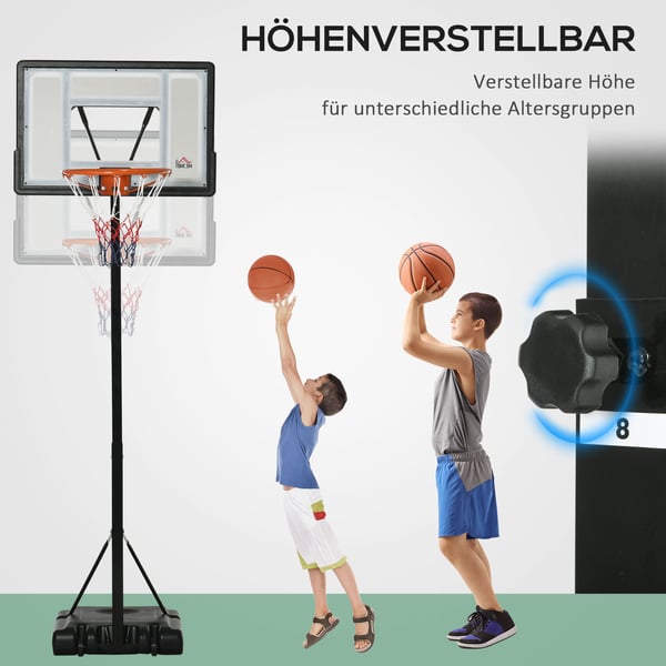 Koripallokori, Säädettävä korkeus 260-310 cm, Musta