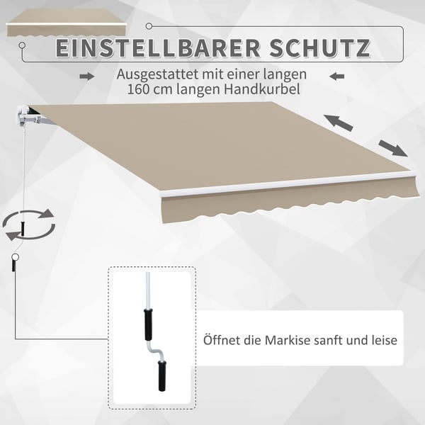 Udtrækkelig markise, 395x300 cm, Beige