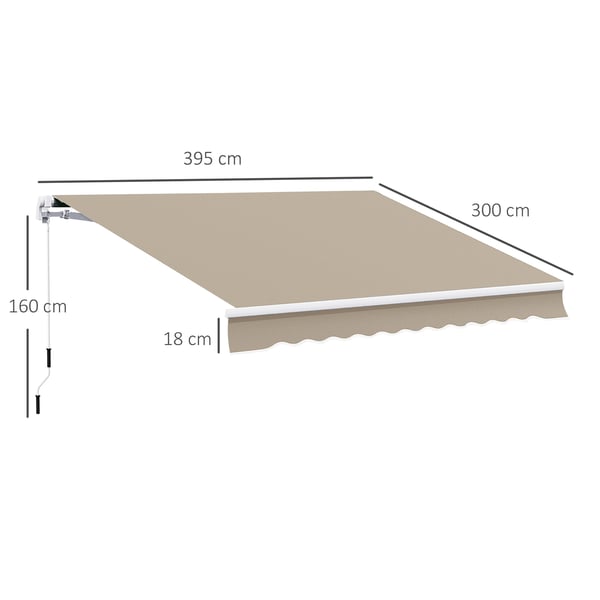 Udtrækkelig markise, 395x300 cm, Beige
