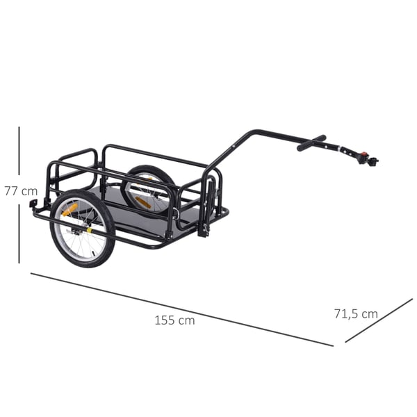 Cykelvagn, 155x71,5x77 cm, Svart