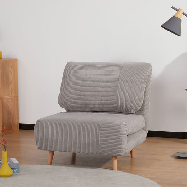 Sovesofa, 2-i-1 justerbar foldbar madras, 82x89x83 cm, lysegrå