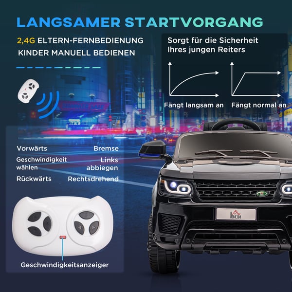 Sähköinen lasten auto, 110x68x52 cm, musta