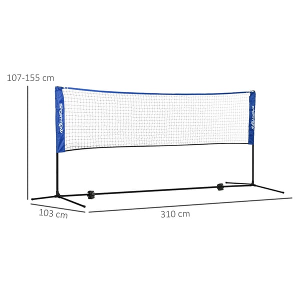 Badmintonnet sæt, 310x103x107-155 cm, blå