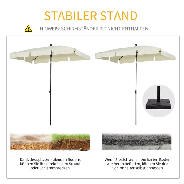 Patio Parasol, 198x130x245 cm, Hvid og Sort