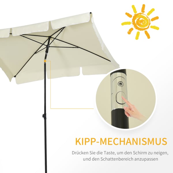 Patio Parasol, 198x130x245 cm, Hvid og Sort