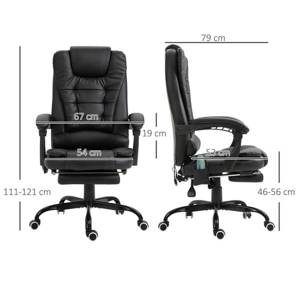 Skrivebordsstol, 67x79x111-121 cm, Sort, Massagefunktion