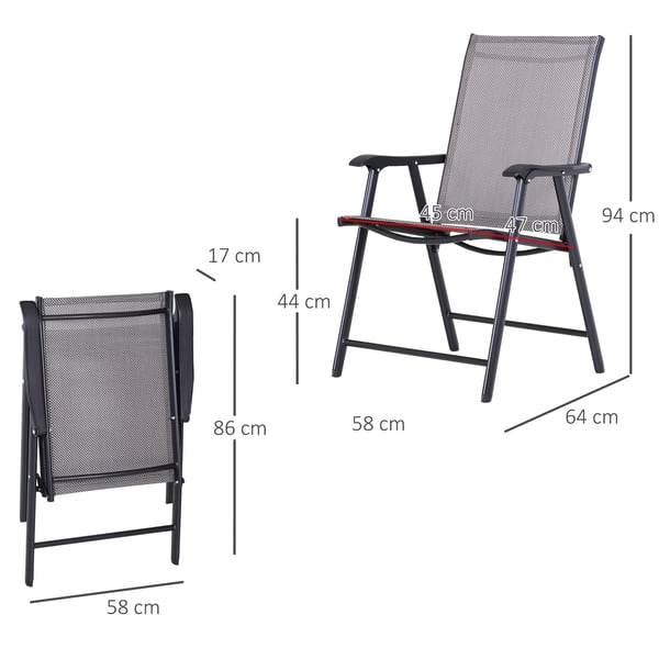 Campingstolsset, 58x64x94 cm, Grå