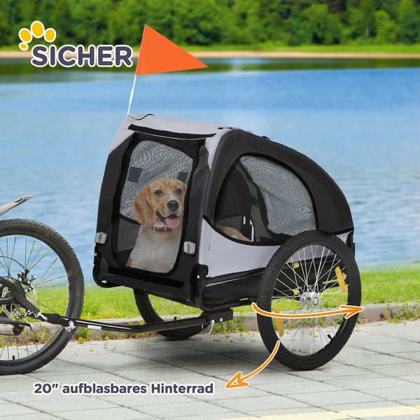 Hundtrailer, 140x71x83 cm, Svart