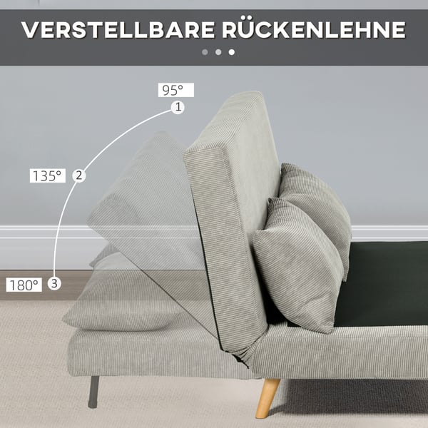 Soffa med bäddfunktion, 141x90x81 cm, Grå