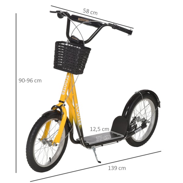 Børnescooter, Justerbar Højde, 139x58x90-96 cm, Orange Sort