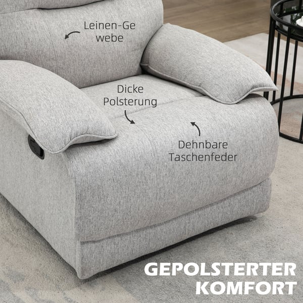 Lænestol med fodskammel, 89x98x101 cm, Lysegrå