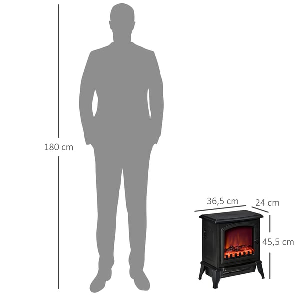 Sähköinen takka, 36,5x24x45,5 cm, musta