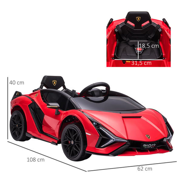 Lasten sähköauto Lamborghini SIAN 108x62x40 cm punainen, metalli, leluajoneuvo
