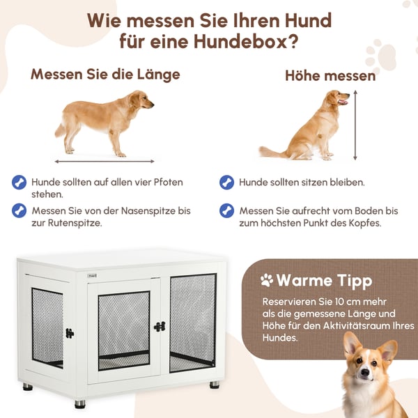 Hundebur Bord, 94x60x71,5 cm, Hvid Sort