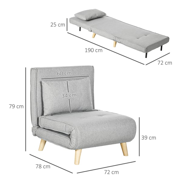 Sovstol, 72x78x79 cm, Ljusgrå, Justerbart Ryggstöd