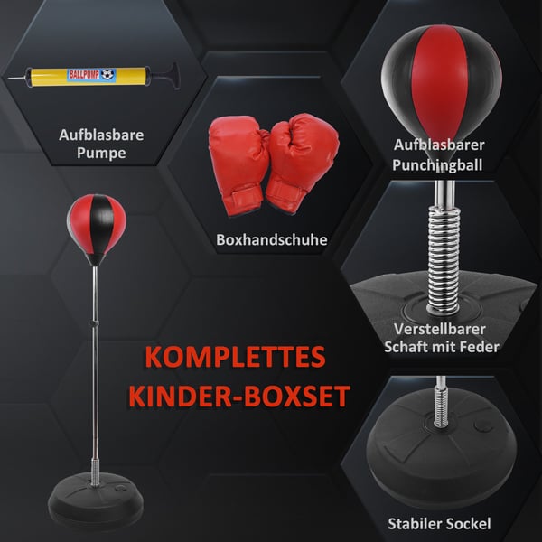 Punching Ball Sæt, Justerbar Højde 125x145 cm, Rød