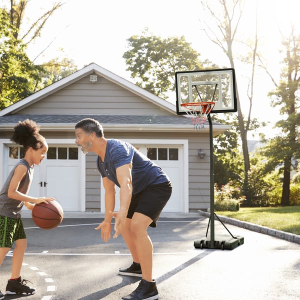 Basketballkurvstander, 90x165x302-352 cm, Sort