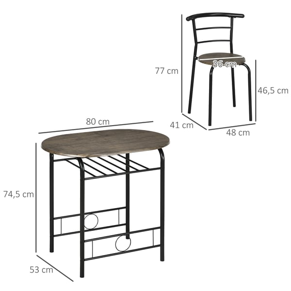 Bistroset, 80x53x74,5 cm, Svart