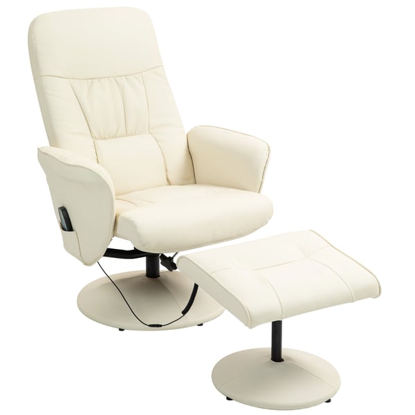 Massagestol med fotpall, 76x81x105 cm, krämfärgad