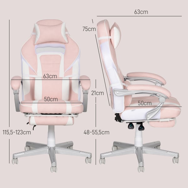 Gamingstol, 115,5-123x63x63 cm, Pink