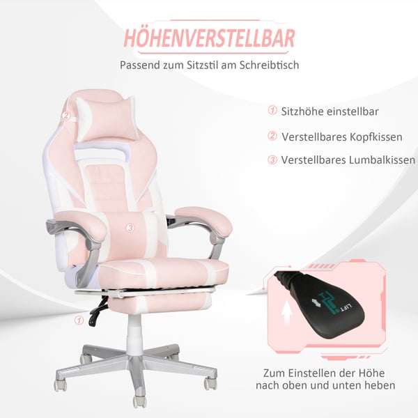 Gamingstol, 115,5-123x63x63 cm, Pink