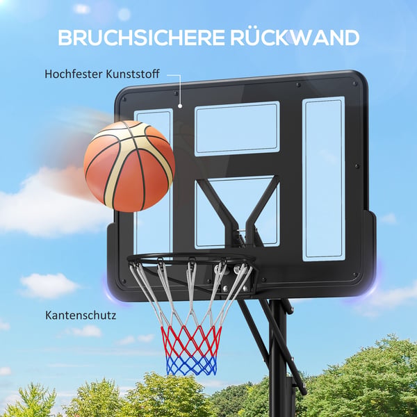 Basketballkurv, 110x75 cm, Sort